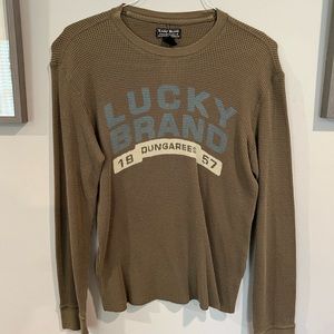 Lucky Brand Graphic Thermal Shirt Long Sleeve Green Mens Medium